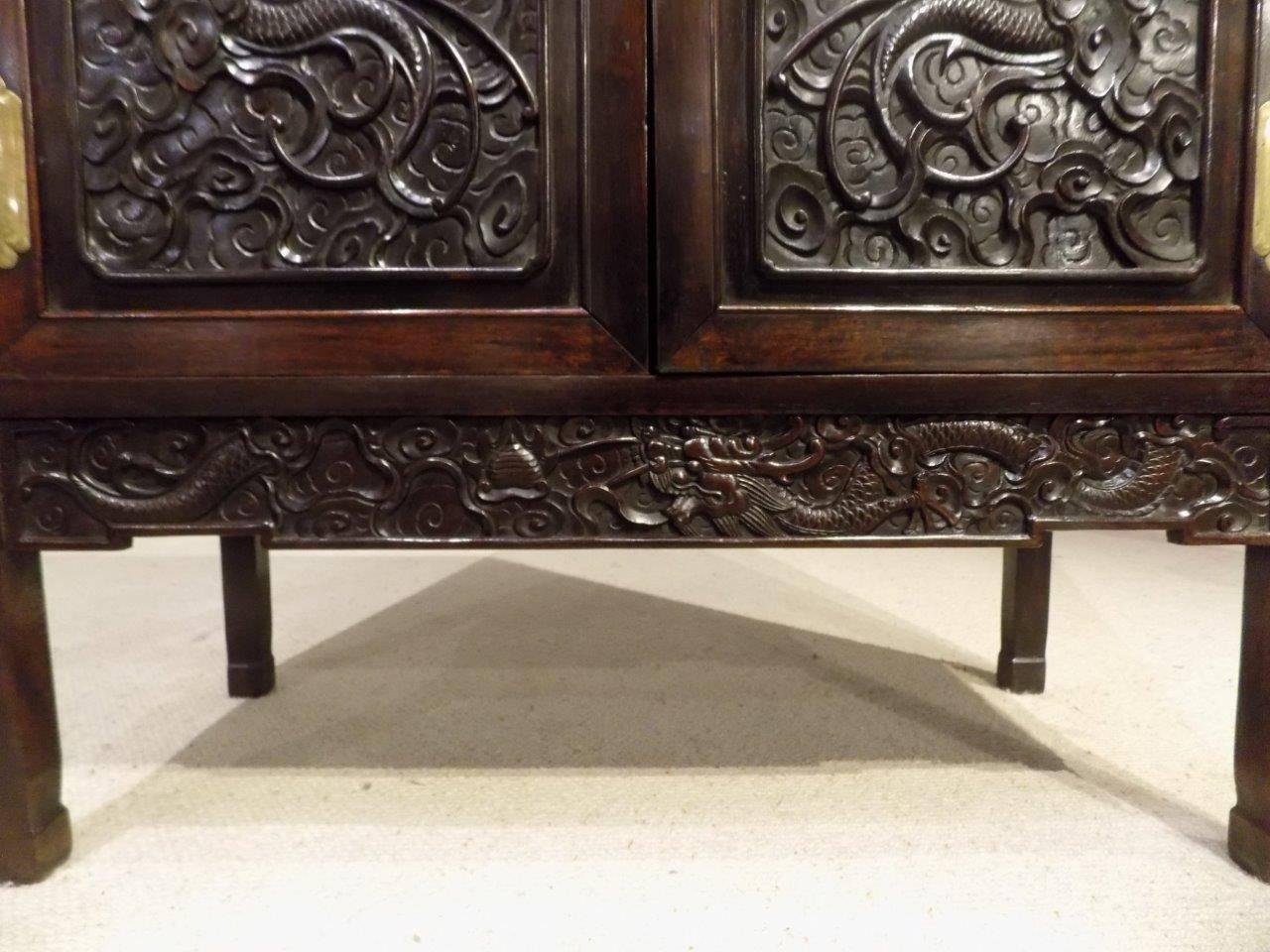 19th Century Finely Carved Chinese Hardwood Cabinet 2
