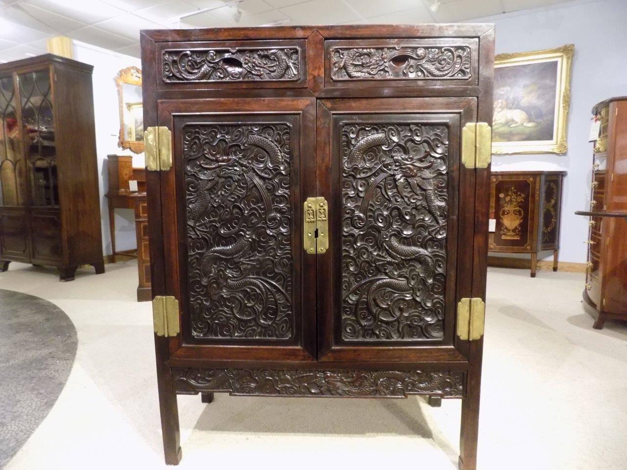 19th Century Finely Carved Chinese Hardwood Cabinet 3