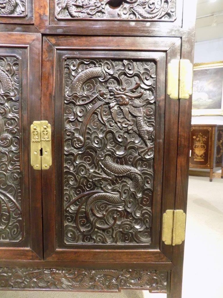 19th Century Finely Carved Chinese Hardwood Cabinet 1