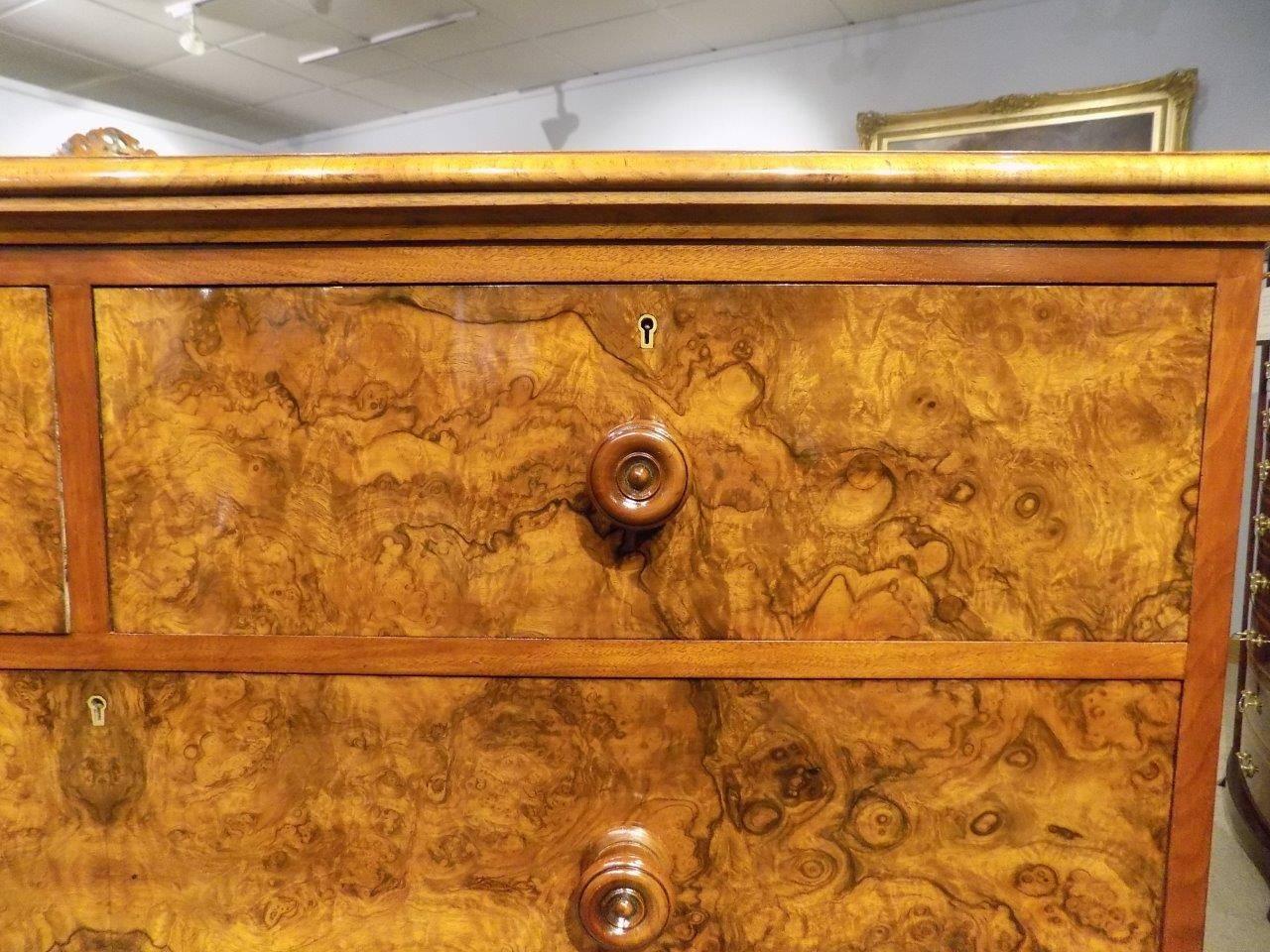 High Quality Victorian Period Burr Walnut Chest of Drawers by A. Blain 1