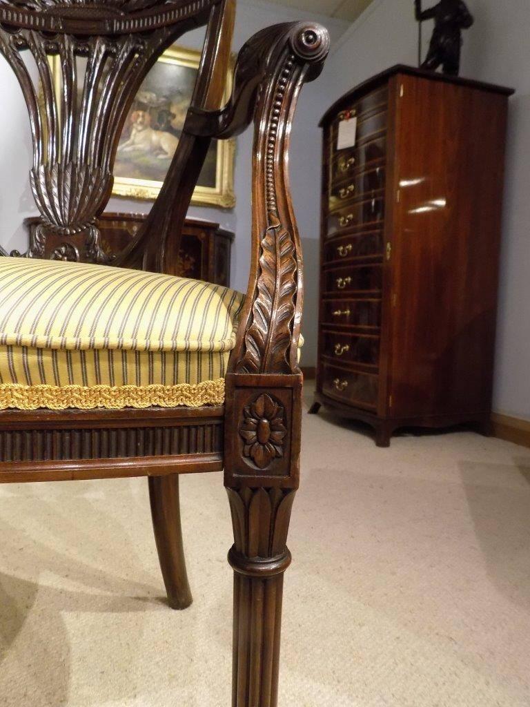 Fine Quality Mahogany Hepplewhite Style Carved Antique Armchair 4