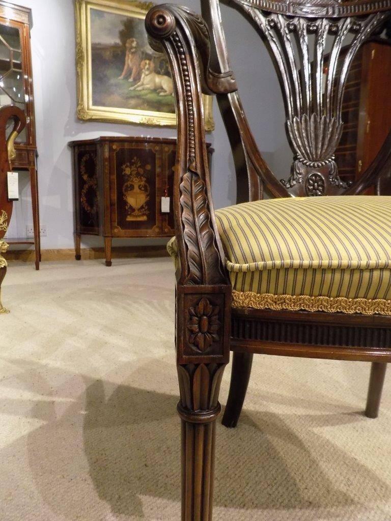 Fine Quality Mahogany Hepplewhite Style Carved Antique Armchair 2