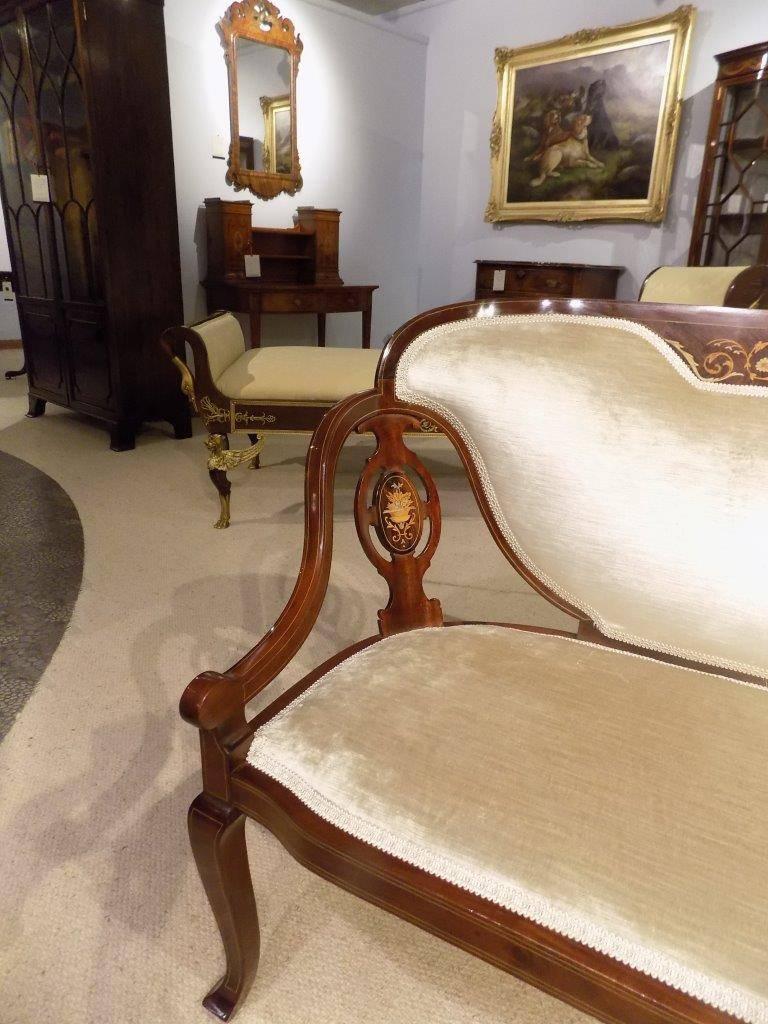 Fine Quality Mahogany and Marquetry Inlaid Edwardian Period Sofa 4