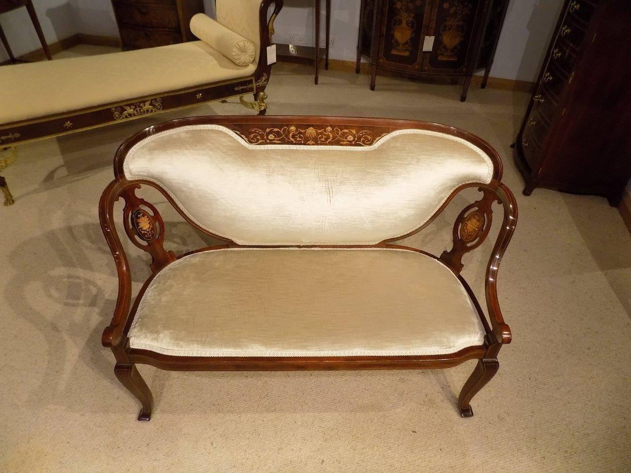 Fine Quality Mahogany and Marquetry Inlaid Edwardian Period Sofa 5