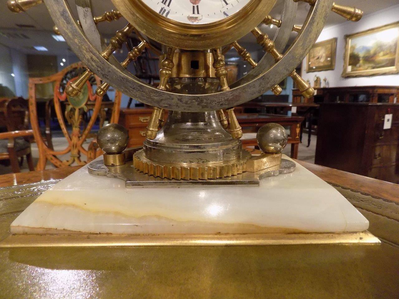 Rare Novelty Nautical Revolving Ships Wheel Desk Clock or Barometer 3