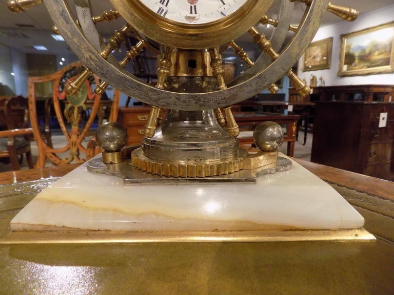 Rare Novelty Nautical Revolving Ships Wheel Desk Clock or Barometer at ...