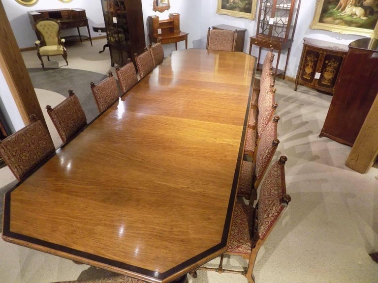 A Fantastic And Rare Pollard Oak Ebony Dining Room Table With 14 Matching Chairs Designed A Fantastic And Rare Pollard Oak Ebony Dining Room Table With 14 Matching Chairs Designed
