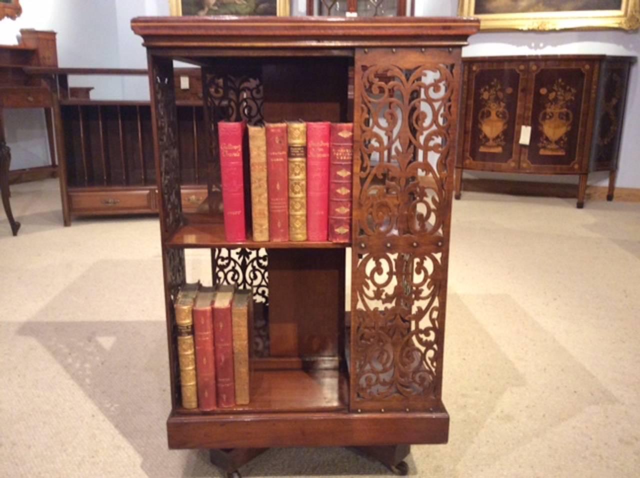 Early 20th Century Fine Quality Mahogany Edwardian Period Revolving Bookcase