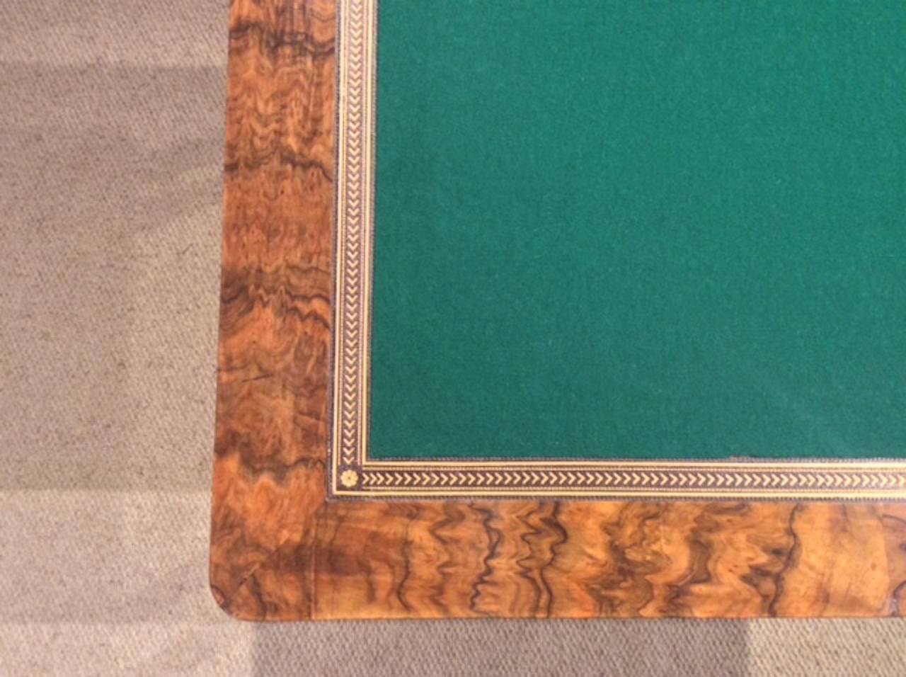 Fine Quality Burr Walnut Victorian Period Fold over Card Table 1