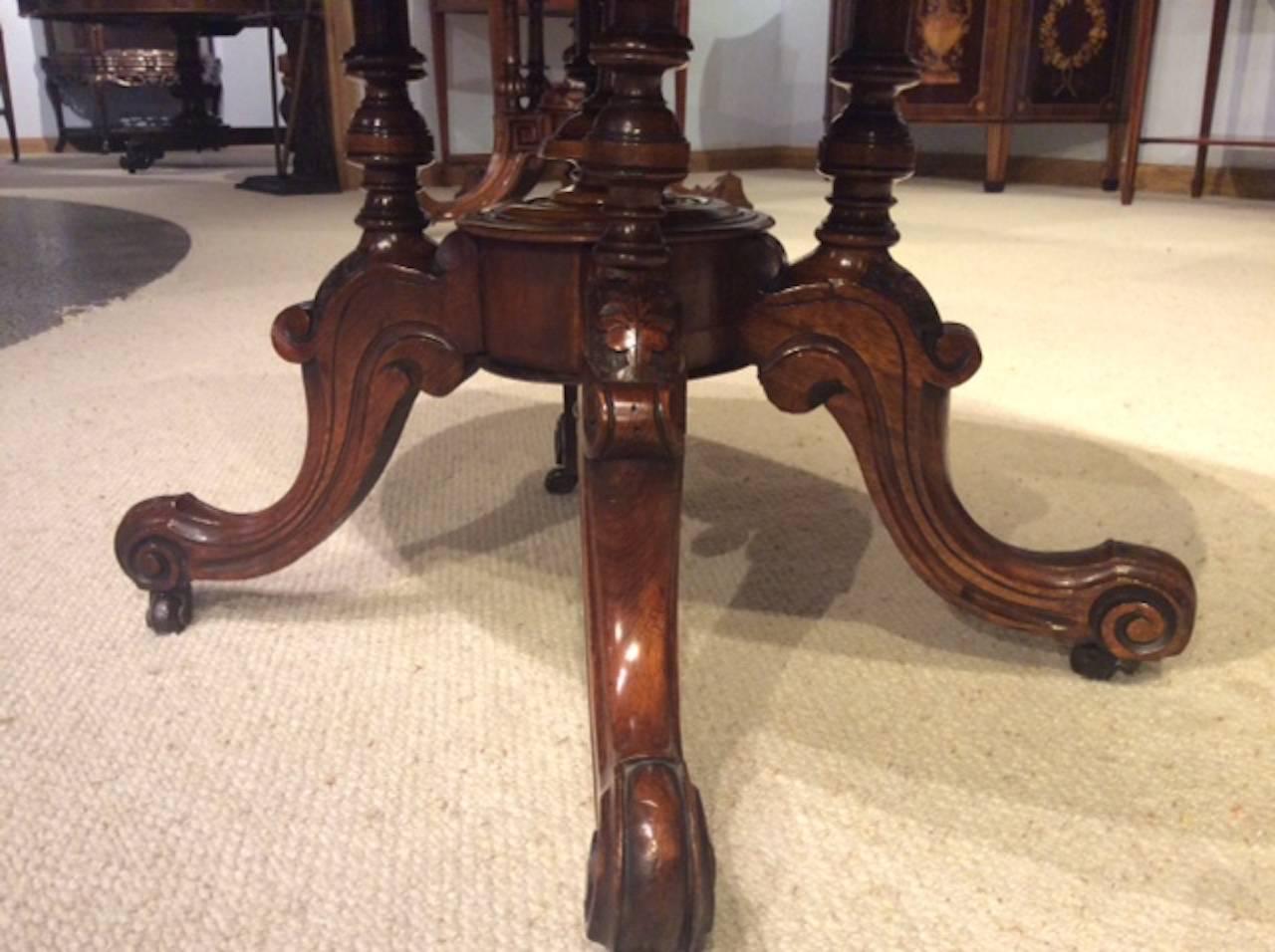 Late 19th Century A beautiful small Victorian Period burr walnut oval coffee table.