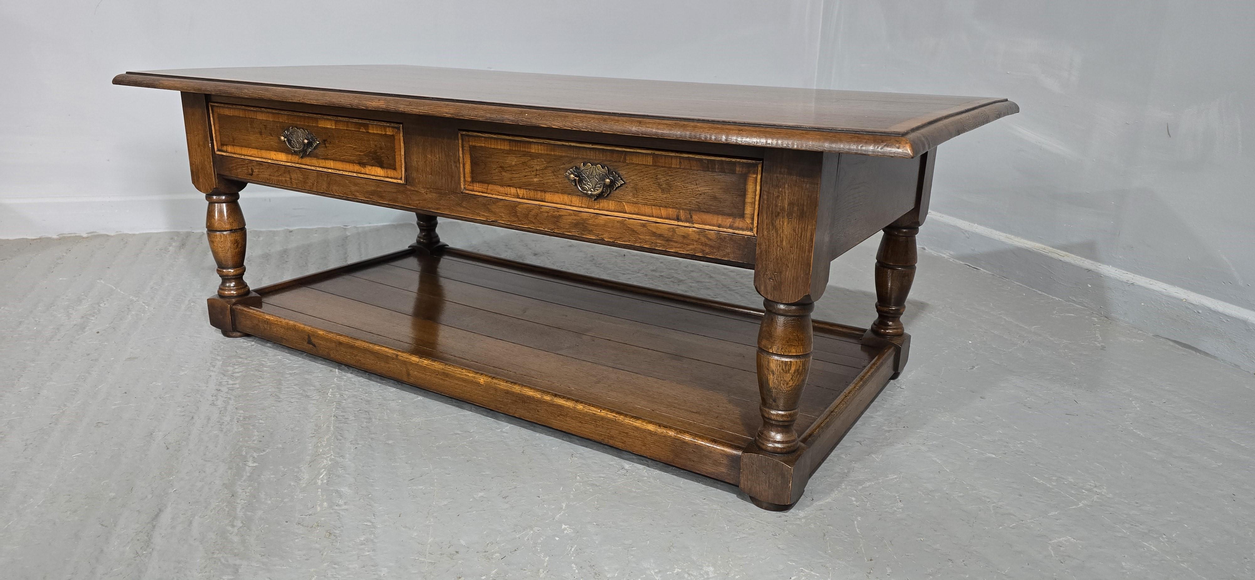 Jacobean Oak Plank Coffee Table For Sale