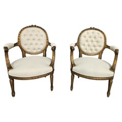 Nice Pair French Elbow Chairs