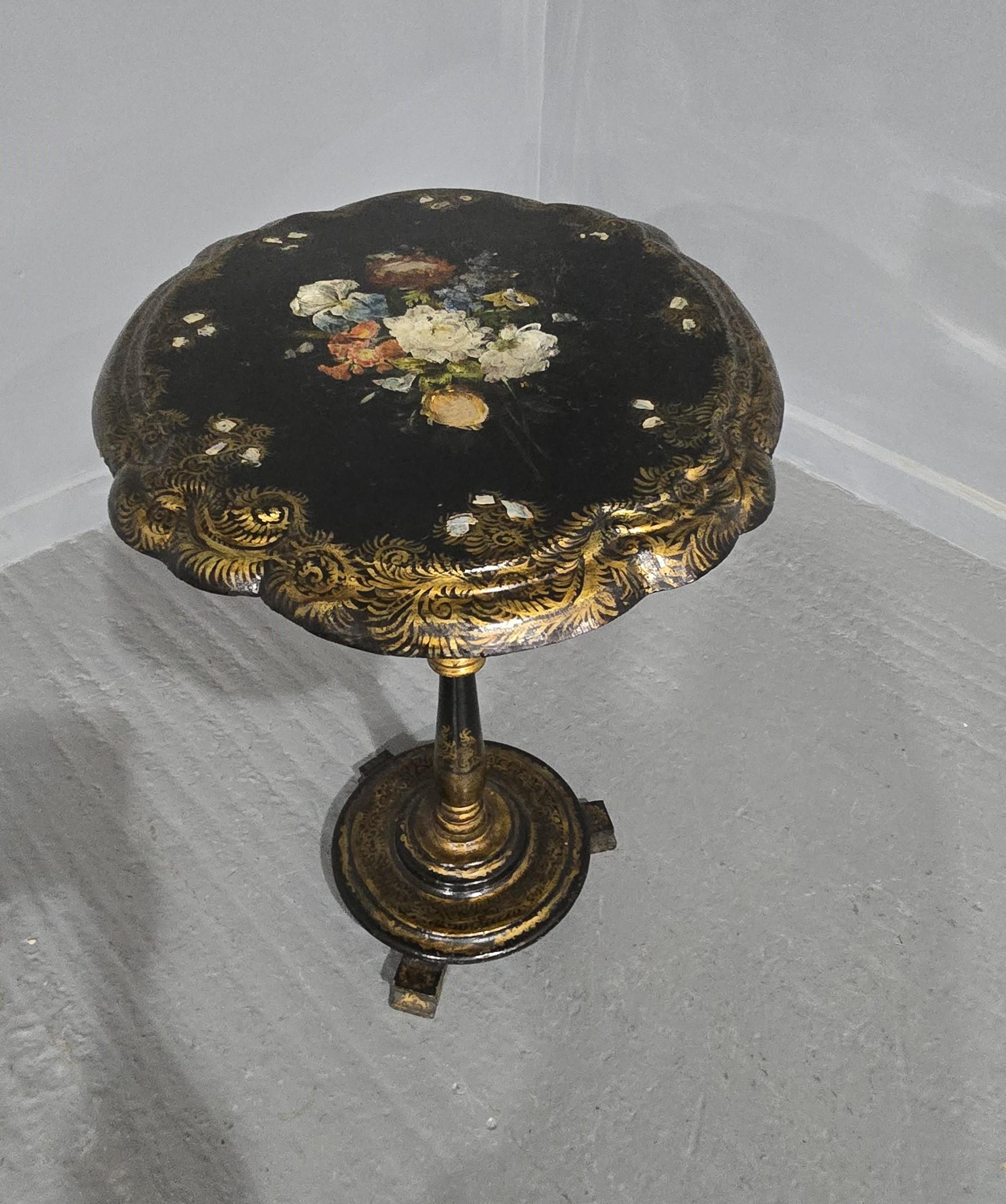 Victorian Papier Mache Table For Sale 5