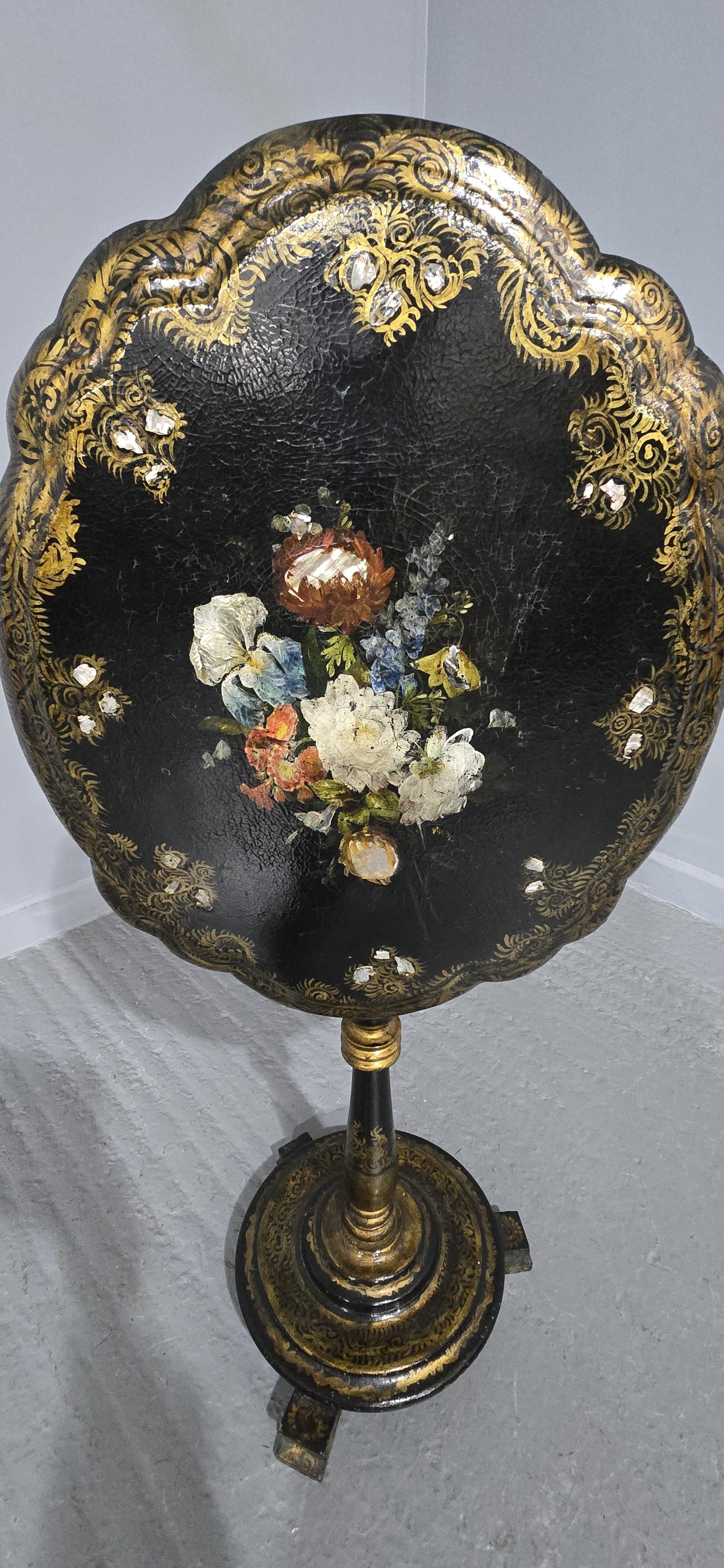 Victorian Papier Mache Table For Sale 3