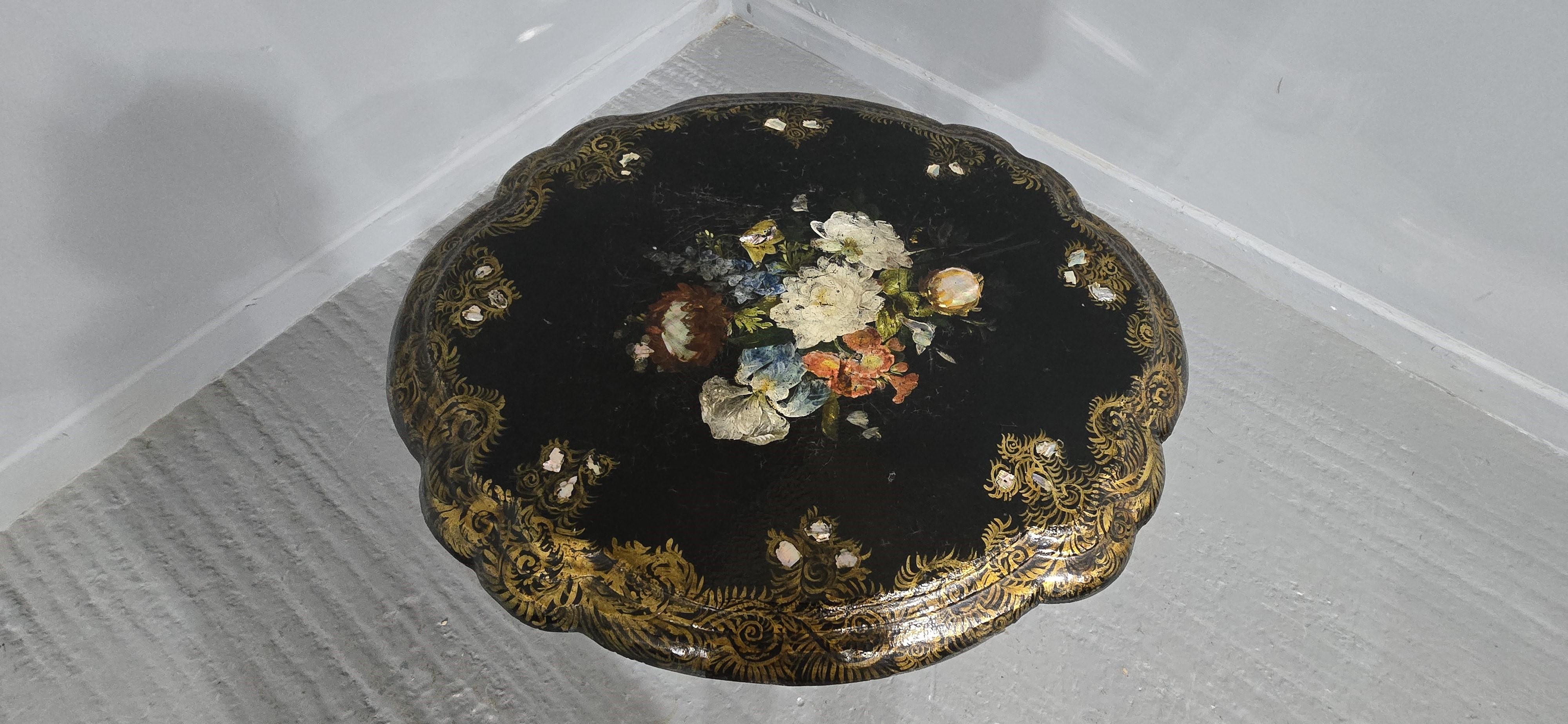 English Victorian Papier Mache Table For Sale