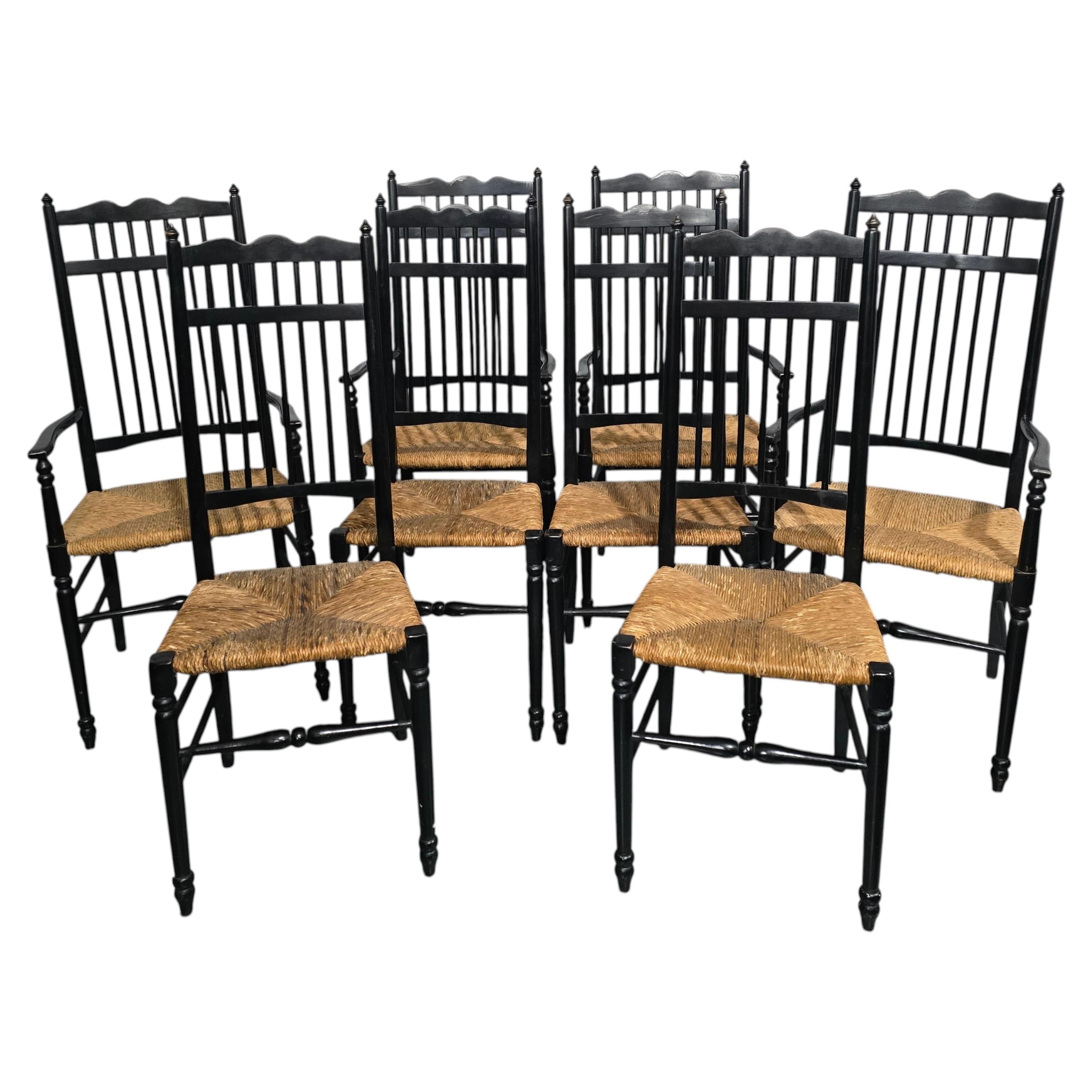 Set of Eight Arts and Crafts Dining Chairs For Sale