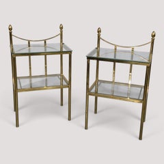 Pair of Brass & Glass Lamp Tables