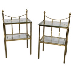 Pair of Brass & Glass Lamp Tables