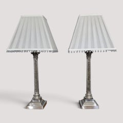Top Quality Pair Silver Plated Table Lamps