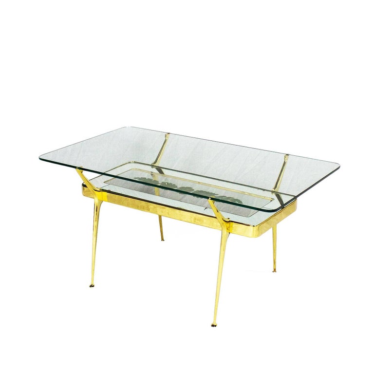 1950s Coffee Table By Cesare Lacca Br Mirrored And Etched Gl Italy 1950s Coffee Table By Cesare Lacca Br Mirrored And Etched Gl Italy