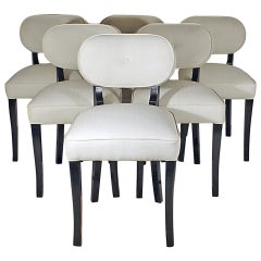 Vintage 1940s Set of Six Art Deco Dining Chairs by De Coene, Beech, Fabric - Belgium