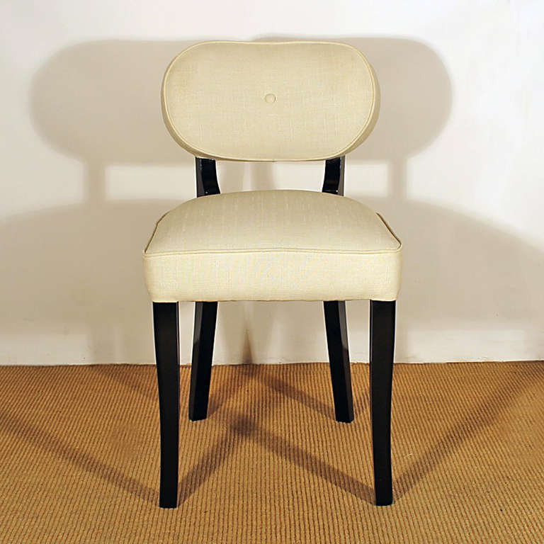 1940s Set of Six Art Deco Dining Chairs by De Coene, Beech, Fabric - Belgium In Good Condition For Sale In Girona, ES