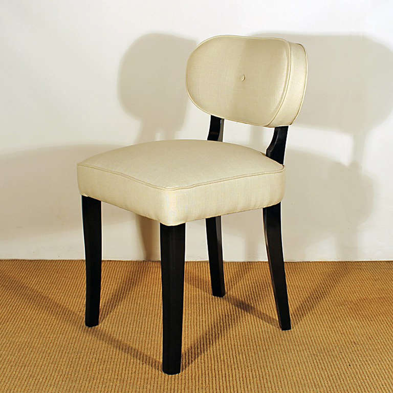 Mid-20th Century 1940s Set of Six Art Deco Dining Chairs by De Coene, Beech, Fabric - Belgium For Sale