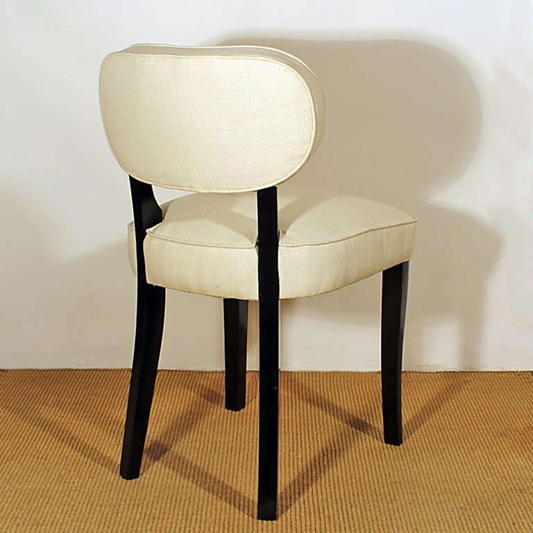 1940s Set of Six Art Deco Dining Chairs by De Coene, Beech, Fabric - Belgium For Sale 1