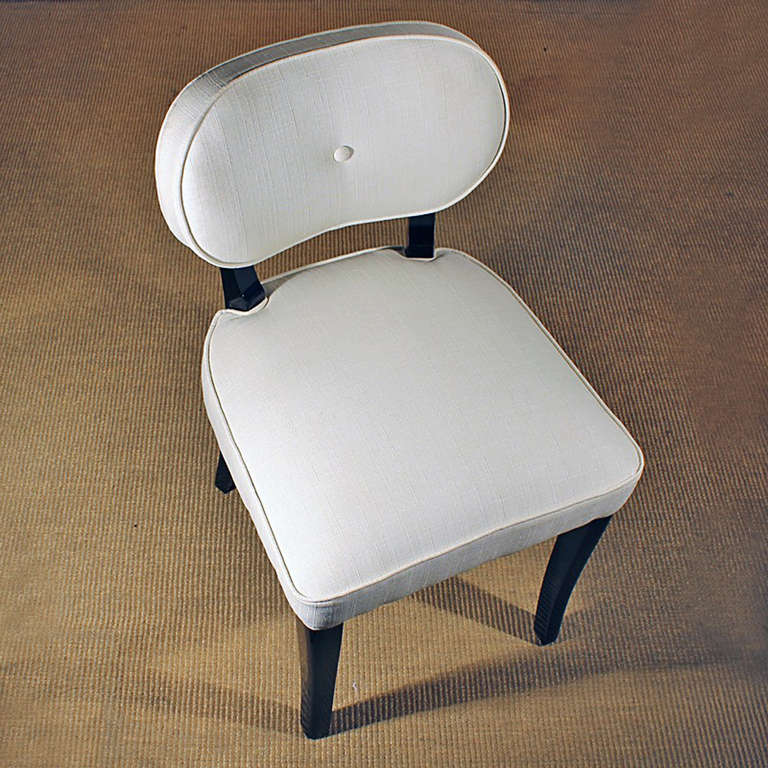 Satz von sechs Art-Déco-Esszimmerstühlen von De Coene aus Buche, Stoff – Belgien, 1940er Jahre im Angebot 2