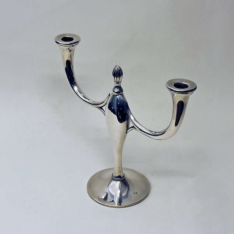 Pair of Art Deco Silver Candelabras, 2-Arms - Spain, Barcelona, 1934 - 1940 In Good Condition For Sale In Girona, ES