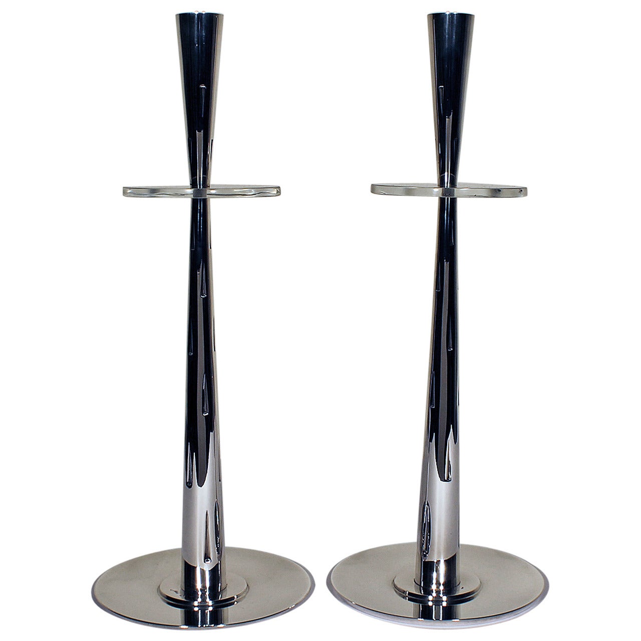 Pair of Mid-Century Modern Silver Palm Trees Candlesticks, Stamped - Spain 1954 For Sale