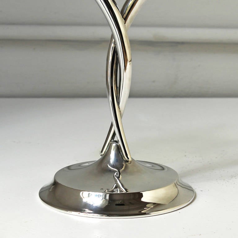 Mid-20th Century 1930s Pair of Art Deco Silver Candelabra With Two Branches - Spain For Sale