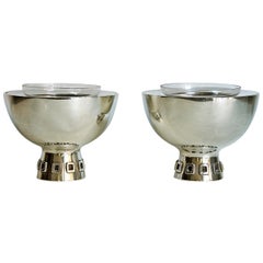 Vintage Pair of Mid-Century Modern Silver Caviar Bowls by Puig Doria - Spain