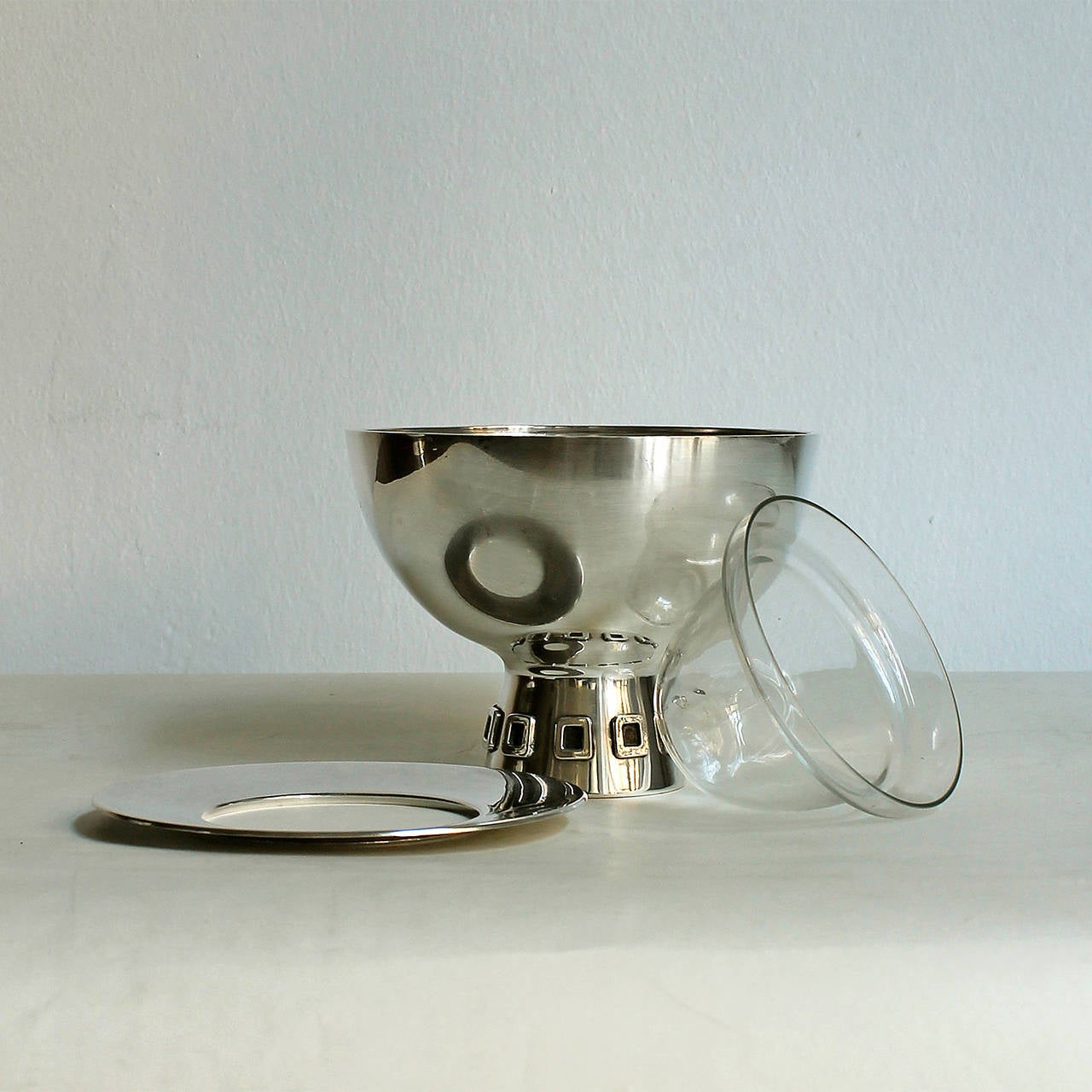 Mid-20th Century Pair of Mid-Century Modern Silver Caviar Bowls by Puig Doria - Spain For Sale