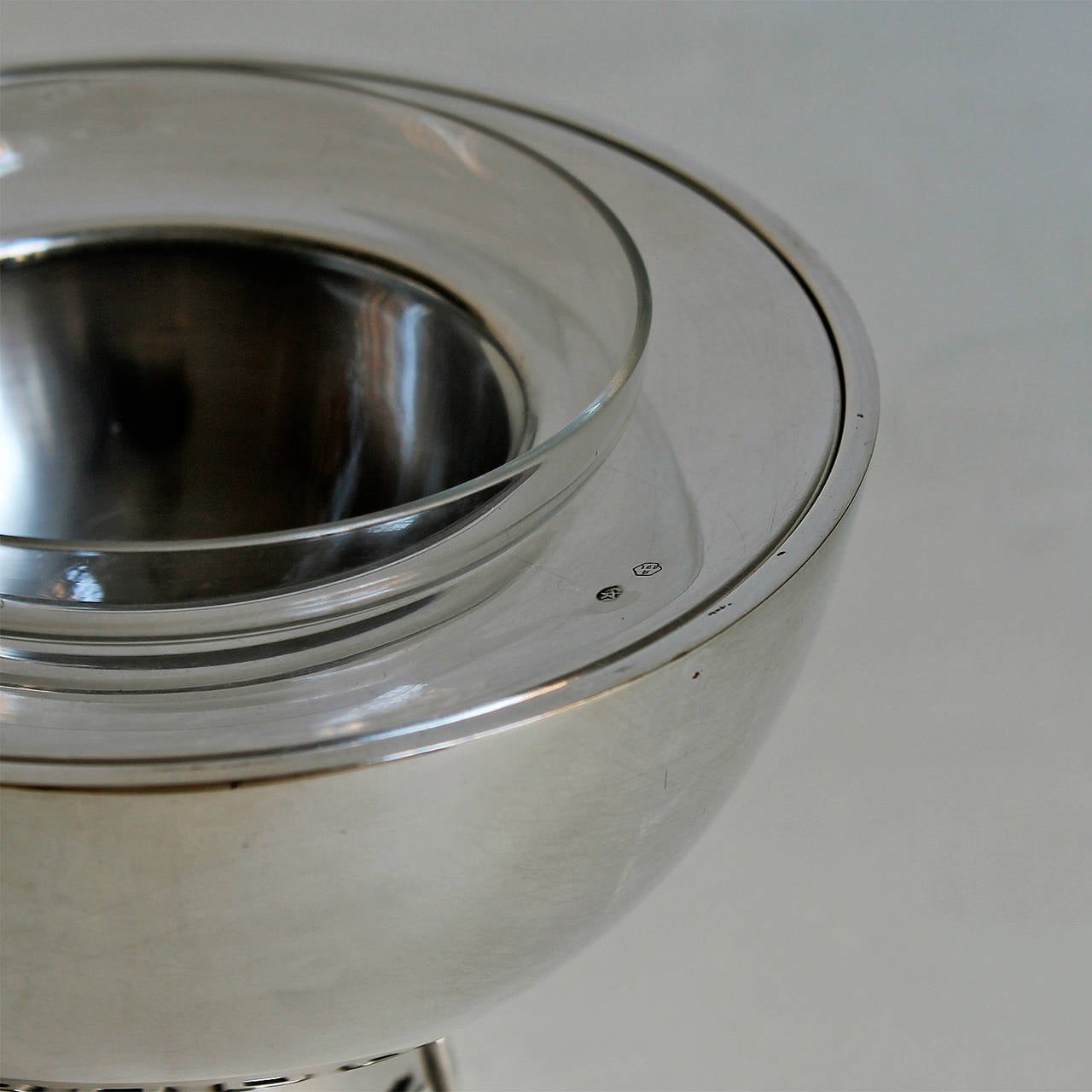 Pair of Mid-Century Modern Silver Caviar Bowls by Puig Doria - Spain For Sale 2