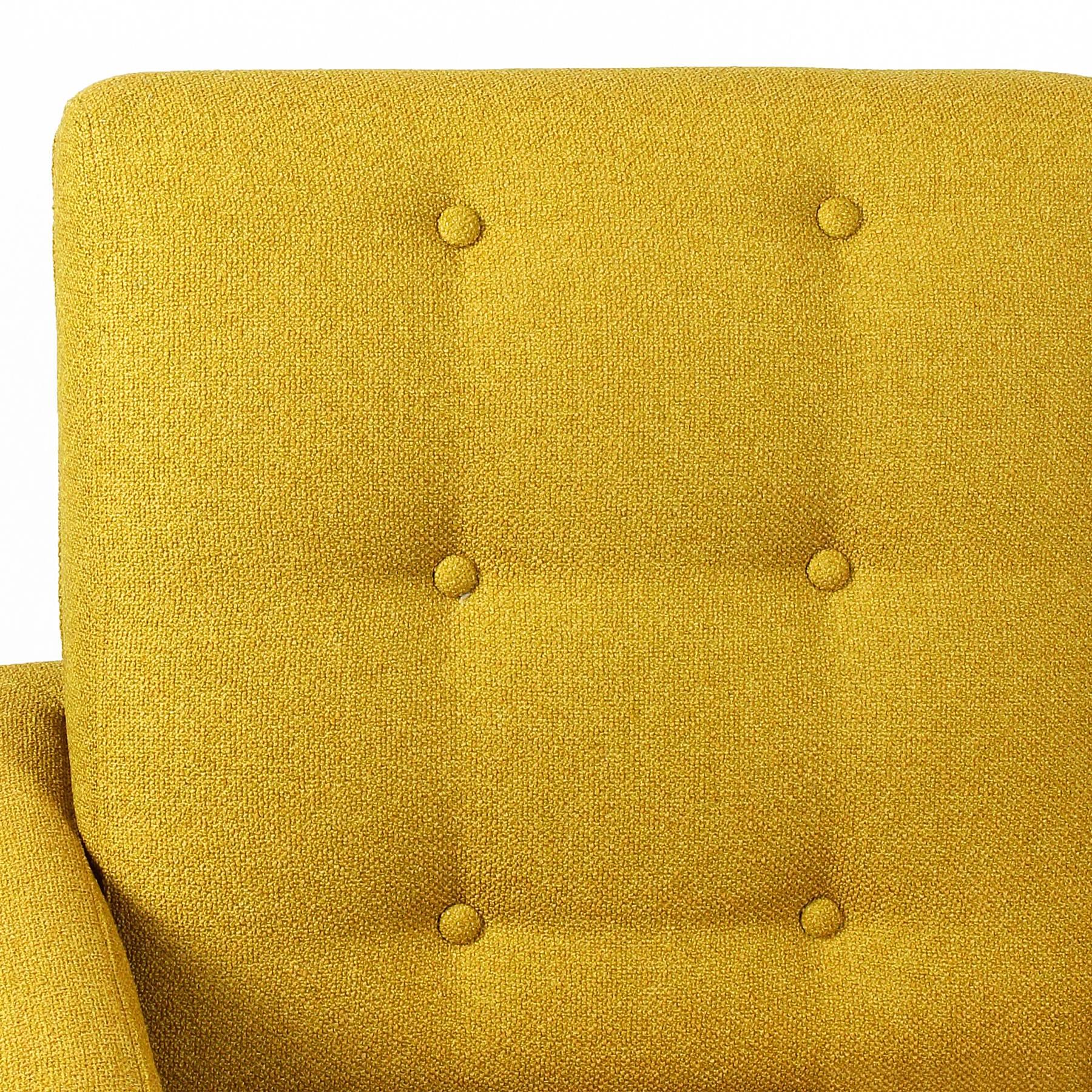 Pair of Mid-Century Modern Padded Armchairs With Yellow-Mustard Fabric - Italy For Sale 4