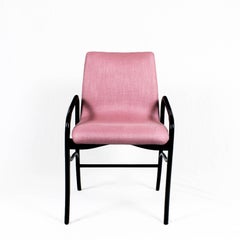 Set of Four Mid-Century Modern Armchairs by Enrico Ciuti With Pink Linen - Italy