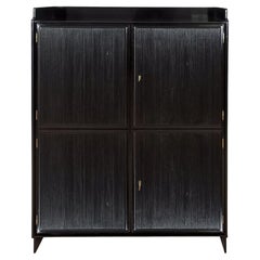 Vintage 1940's  Cabinet with Four Doors, "Grissini" Decoration, Walnut, Italy