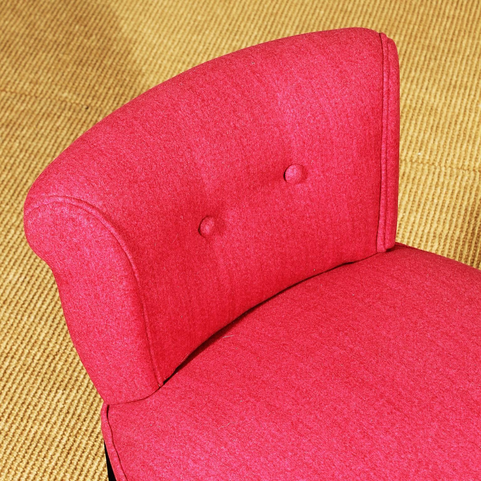 Felt 1940s Low chair, beech, felt upholstery - France