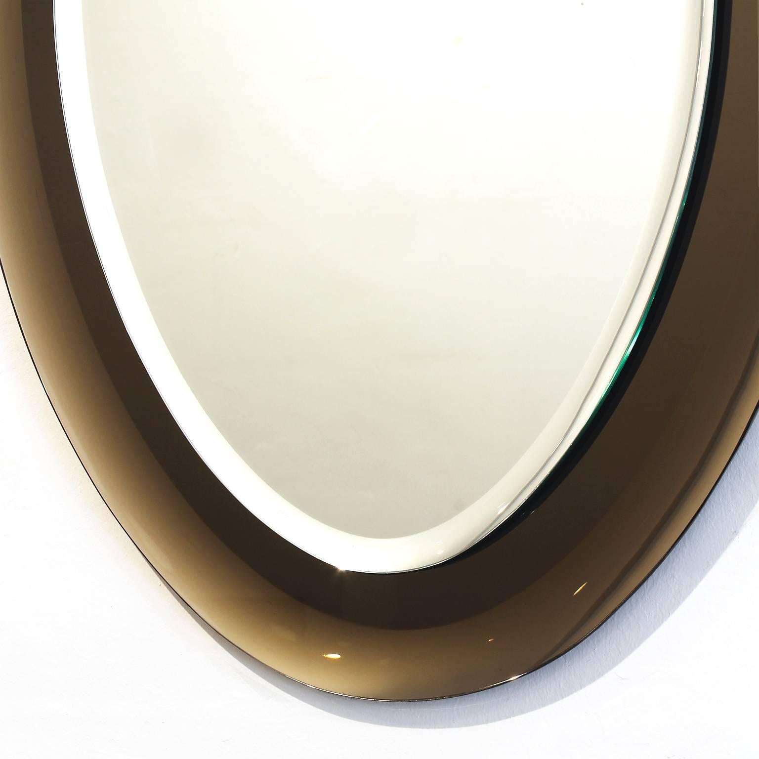 Beveled Italian Oval Mirror from the 1960s
