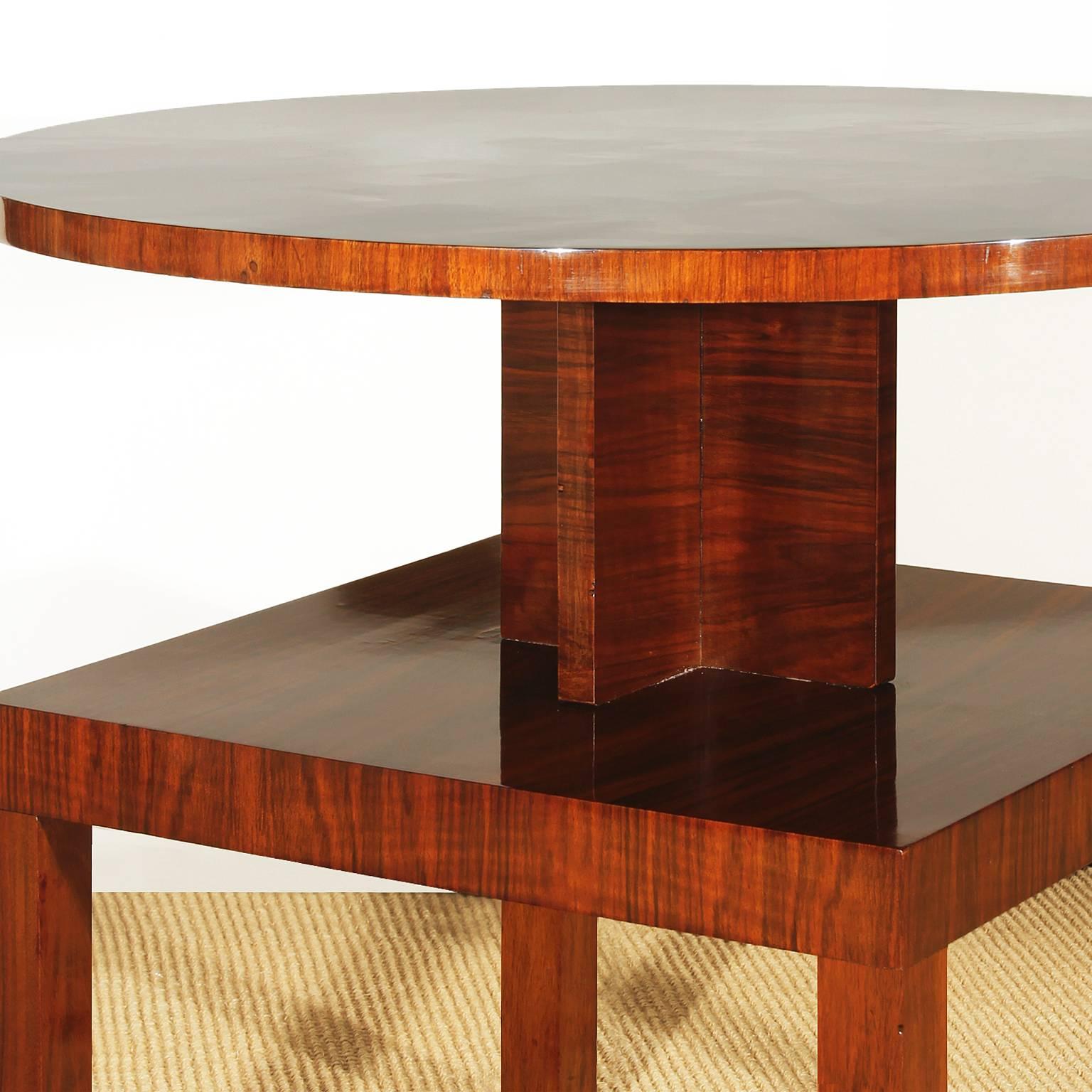1930s Art Deco Cubist Side Table, walnut, marquetry - France  In Good Condition In Girona, ES