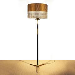 1940s Standing Lamp, mahogany, brass, sari - Italy