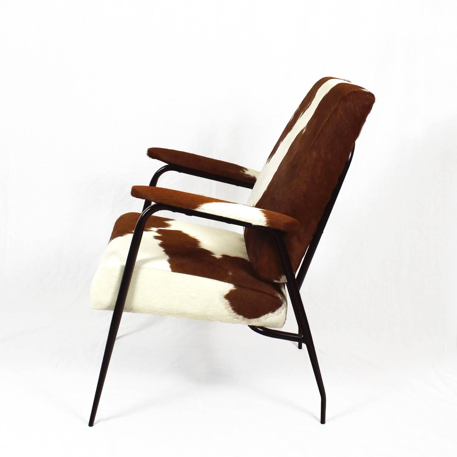 Mid-Century Modern 1950´s Pair of Armchairs by Pierre Guariche, iron, colt leather - France