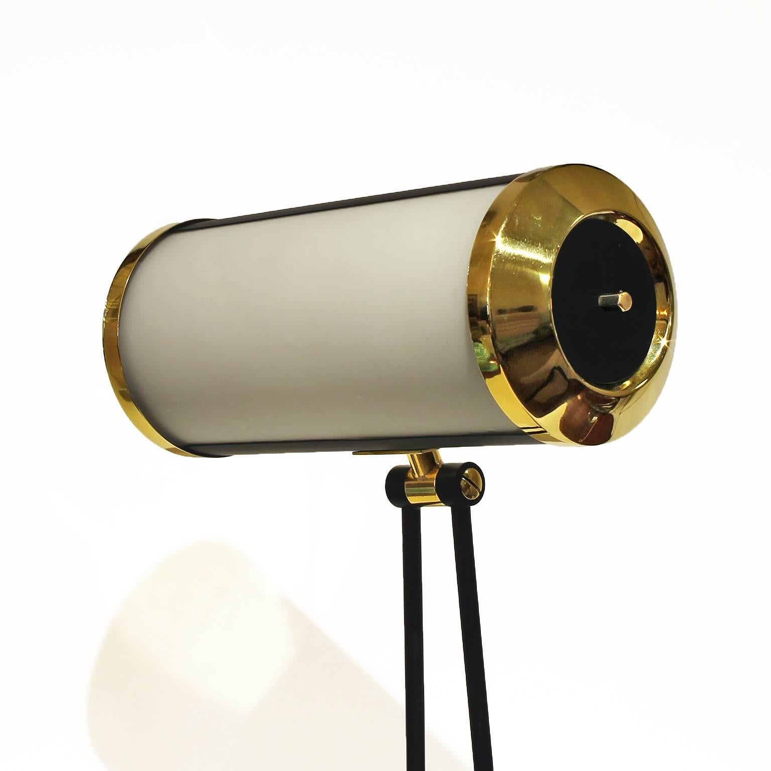 1960´s Desk Lamp Model 8051 by Stilnovo, black lacquered brass, glass - Italy In Good Condition In Girona, ES
