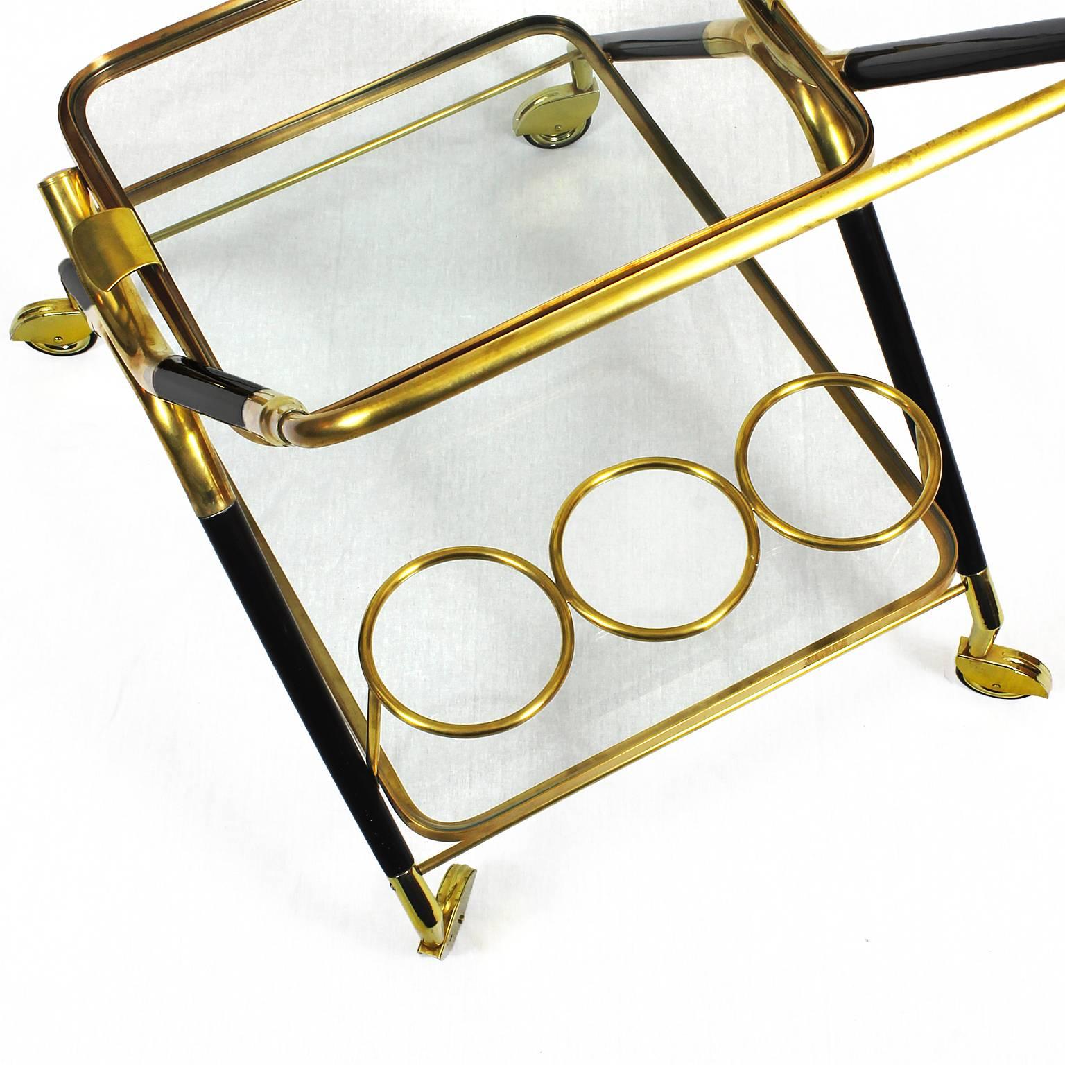 Brass Small Bar Cart by Cesare Lacca