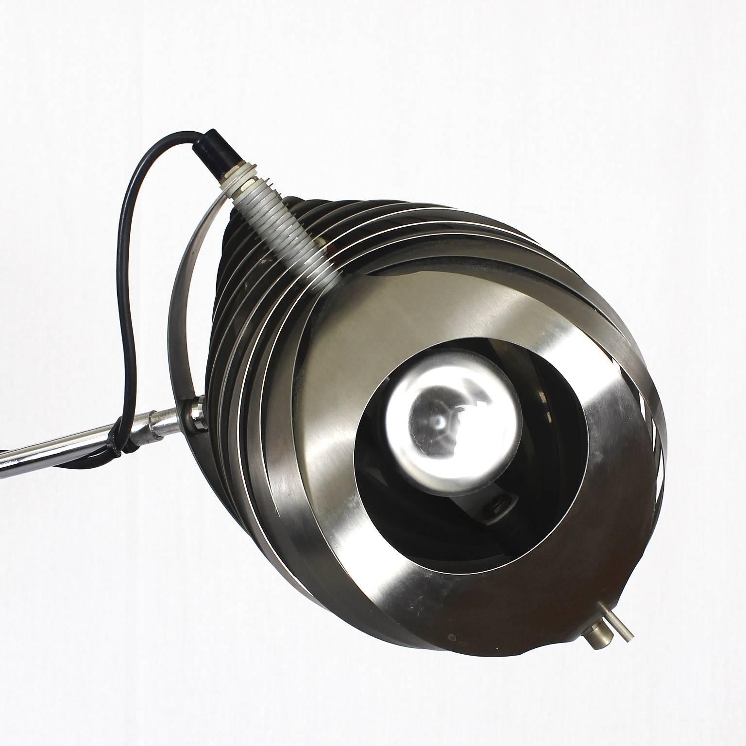 Metal 1960´s Standing Lamp in the Style of Henri Mathieu, brushed steel - France