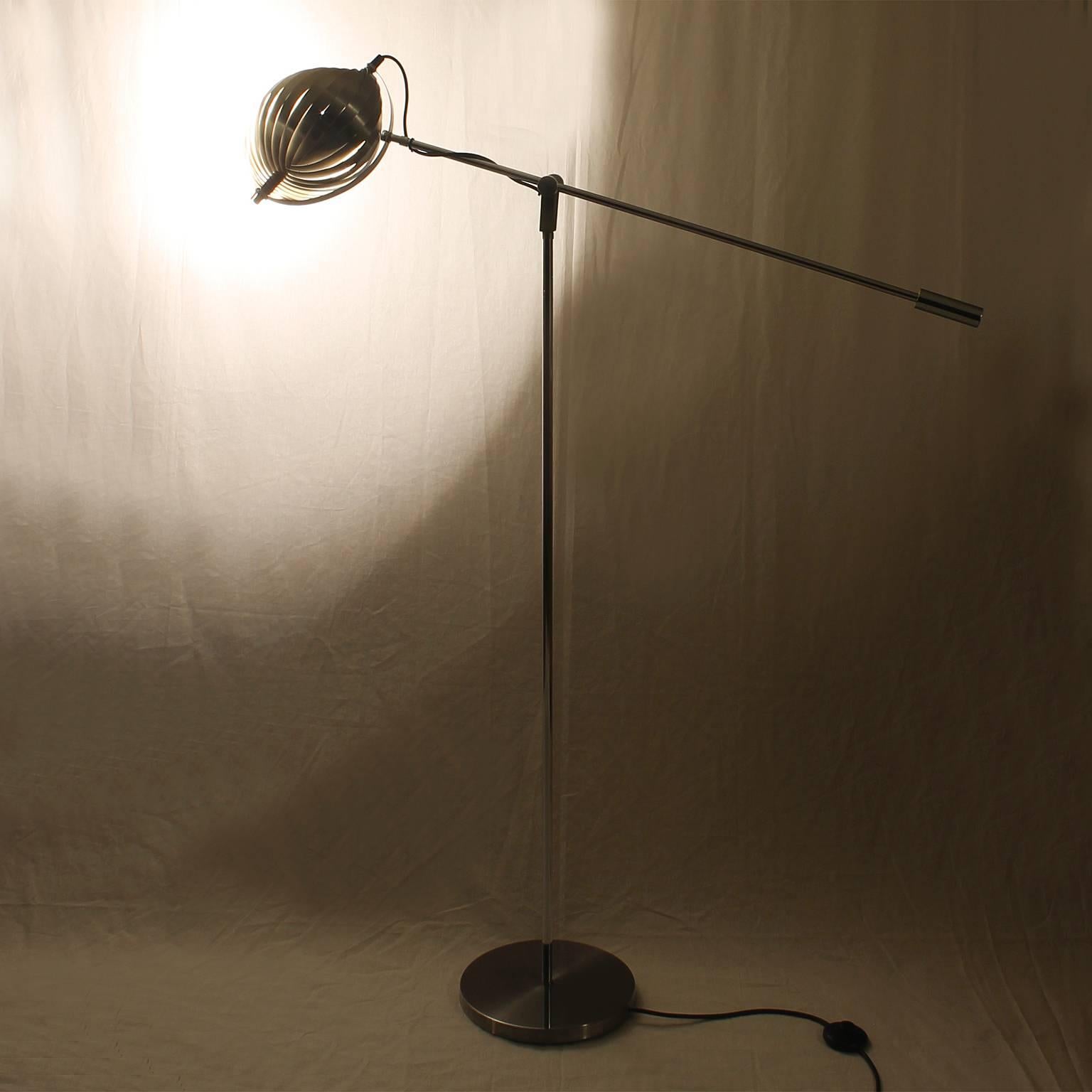 1960´s Standing Lamp in the Style of Henri Mathieu, brushed steel - France 1
