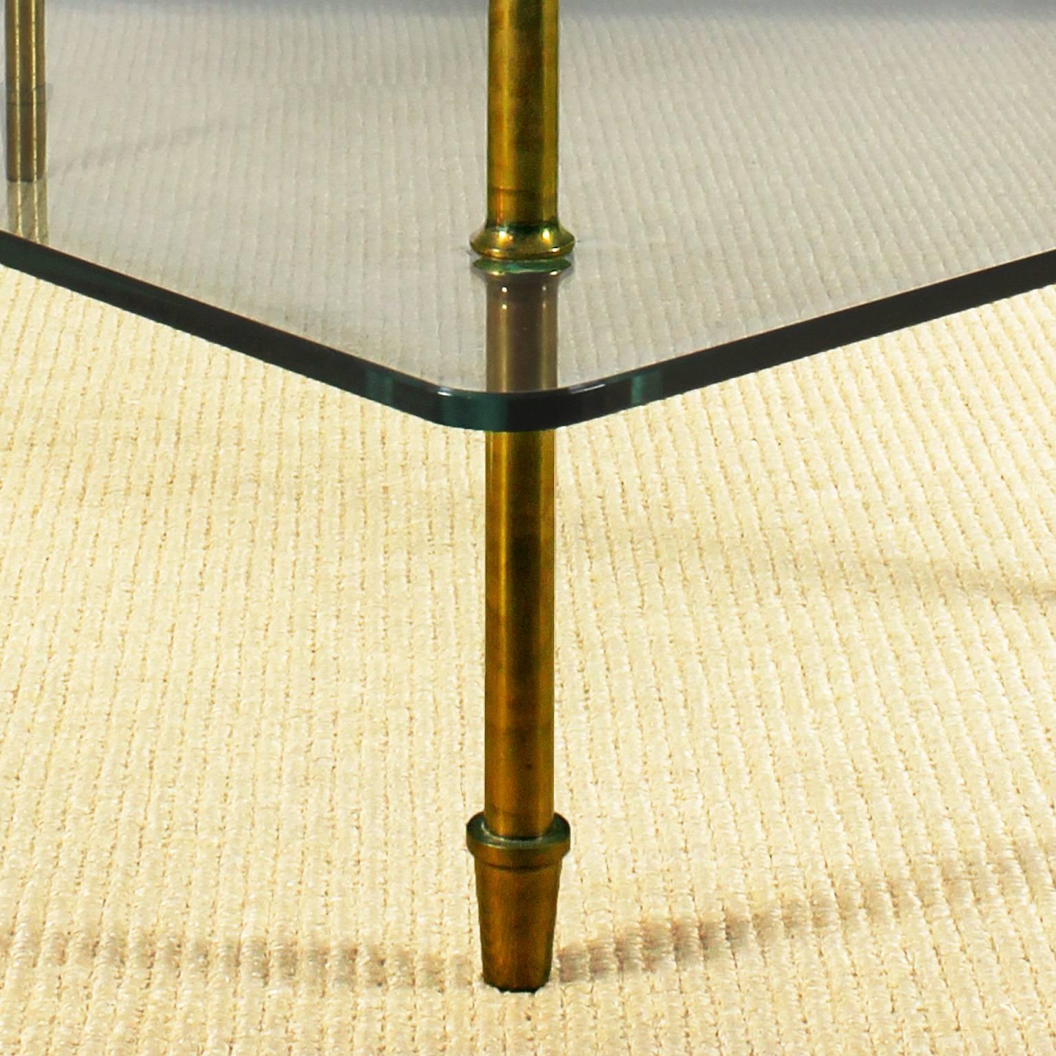 Mid-20th Century Mid-Century Modern Side Table In Thick Glass With Solid Brass Legs - Italy For Sale