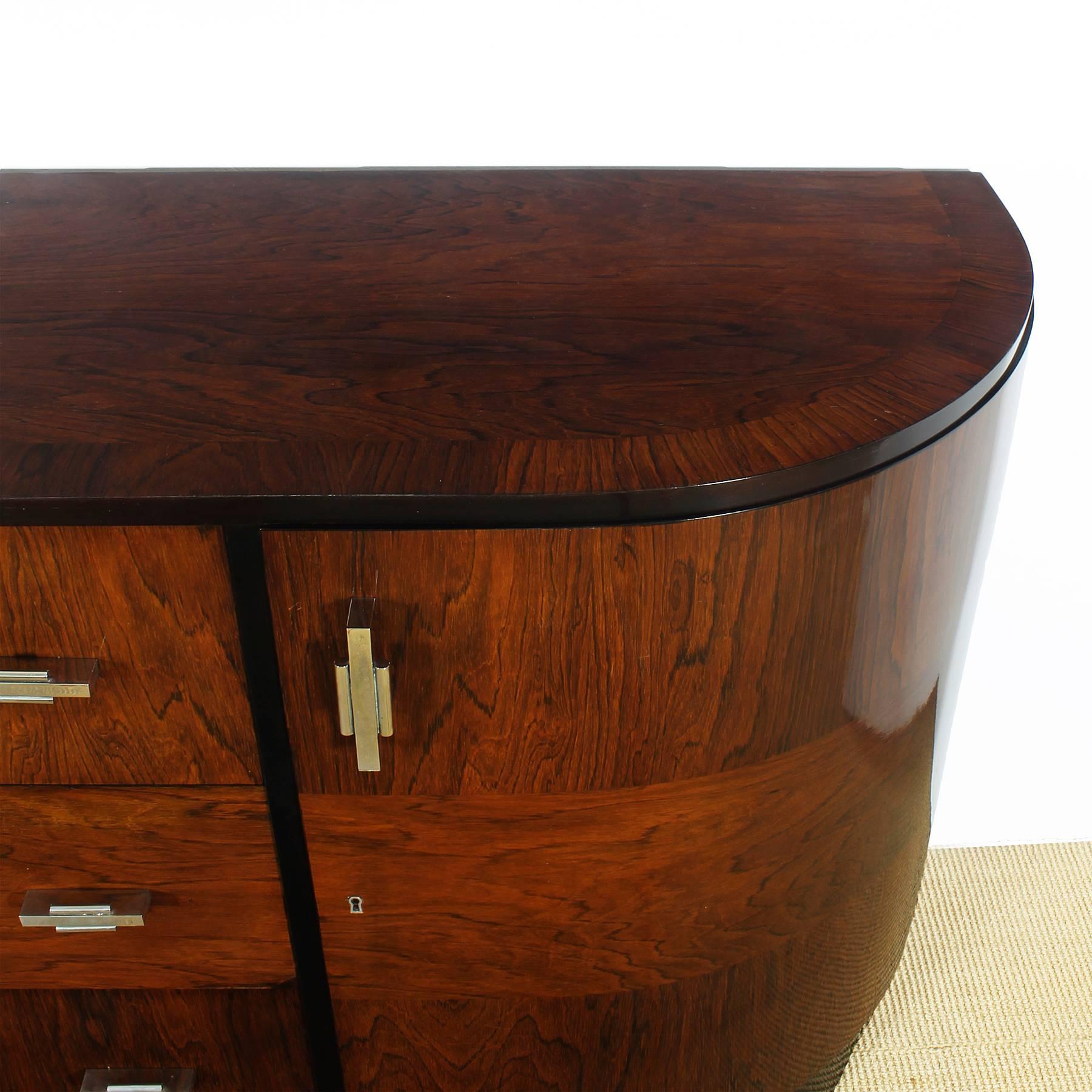 Mid-20th Century 1934 - Curved Art Deco Sideboard by Casa Reig, mahogany, Rio rosewood - Spain