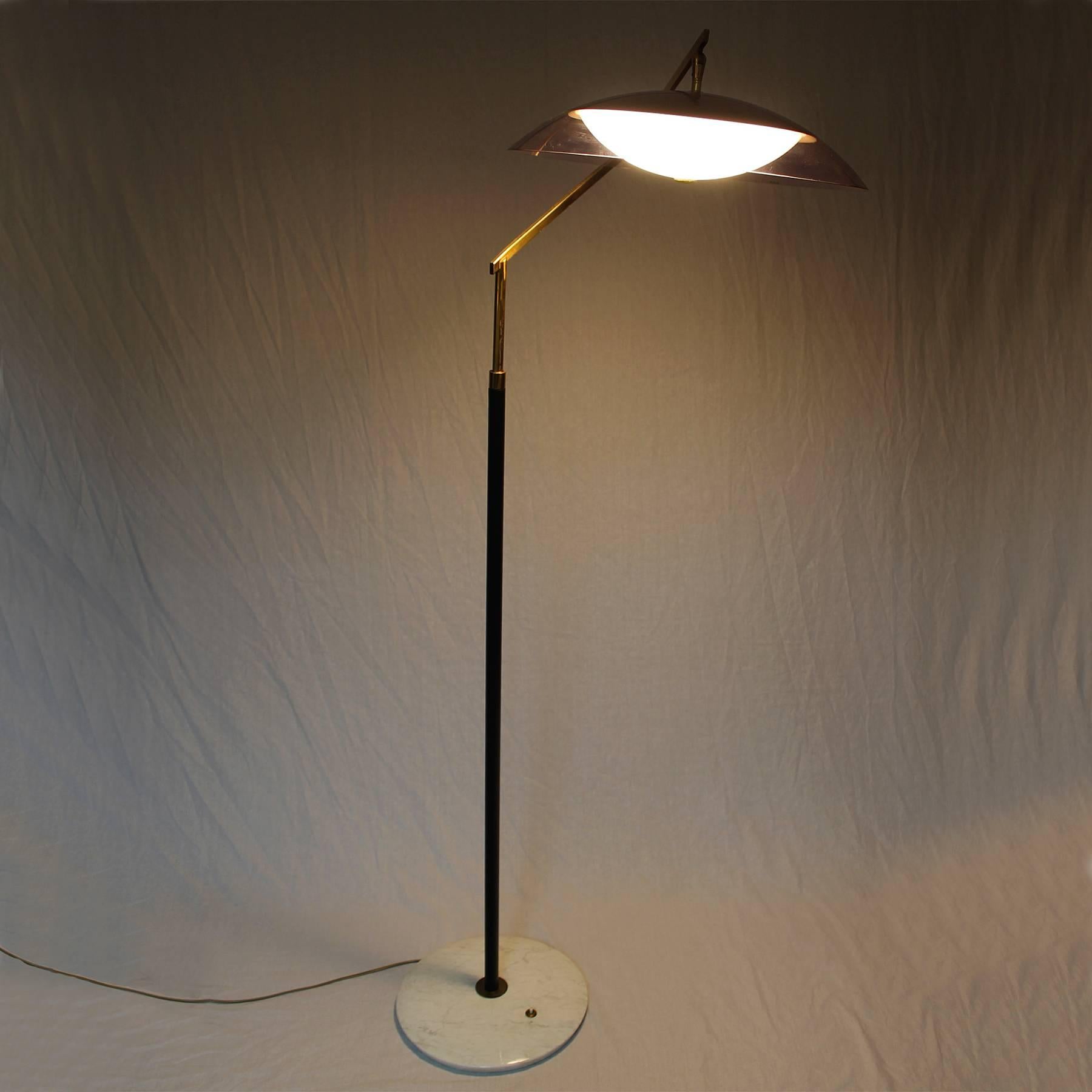 1960´s Standing Lamp by Stilux, marble, steel. brass, perspex lampshade - Italy 1
